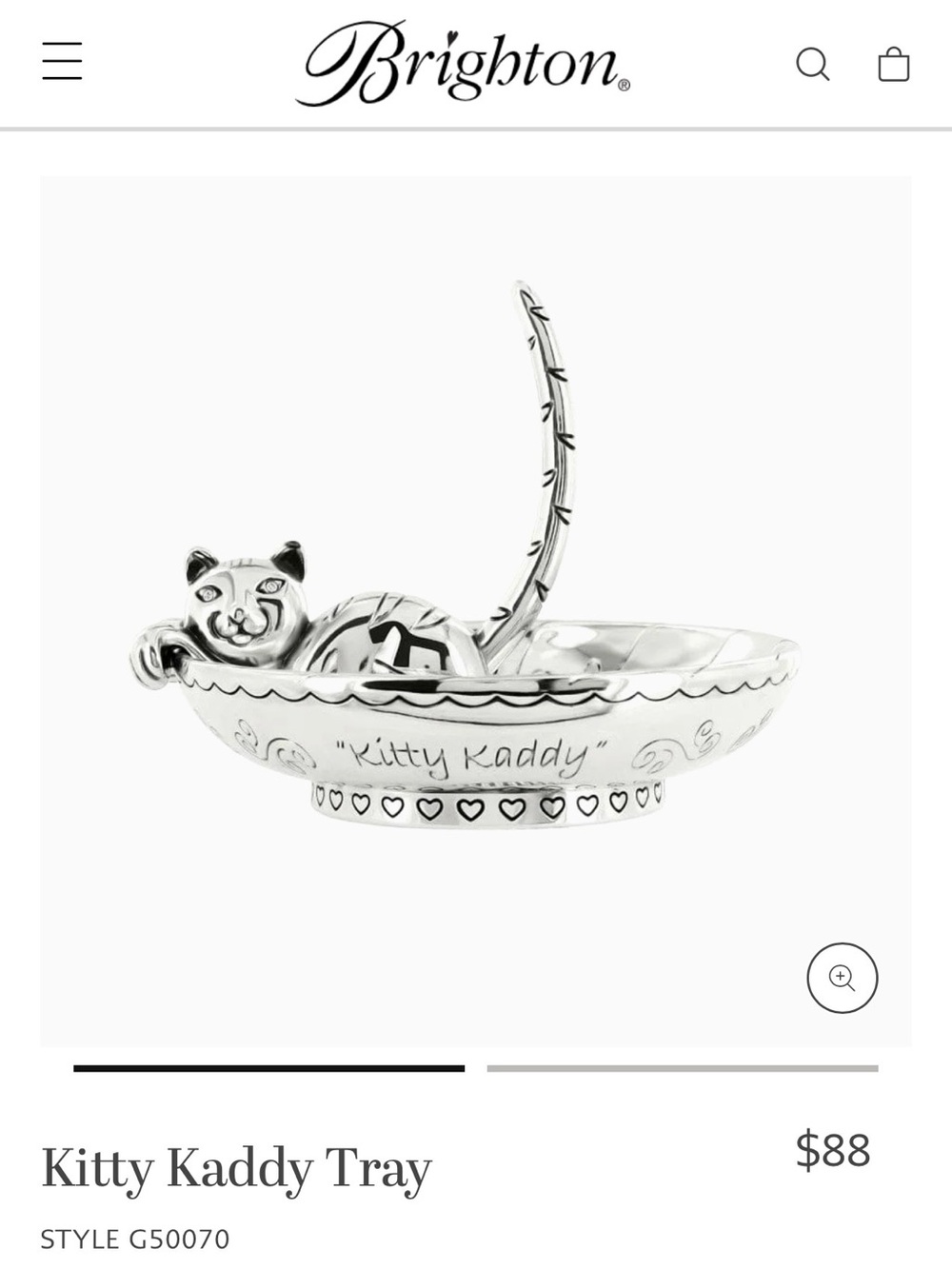 Brighton Kiddy Kaddy Cat Ring Tray Silver Plated